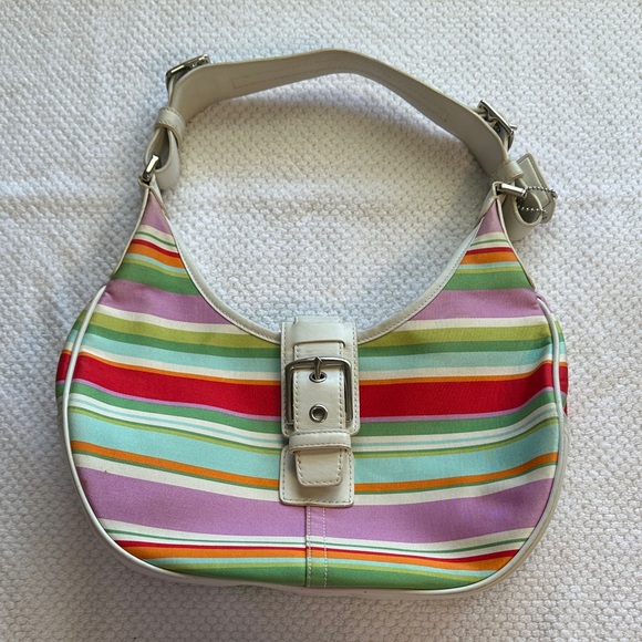 Handbags - Coach Y2K Hampton Multicolor Rainbow Striped Crescent Vintage Shoulder Bag